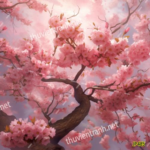 Tranh dán tường hoa anh đào-JP-485 - Tranh tường chất lượng cao